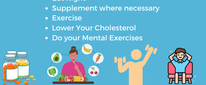 A graphic with the steps to staying mentally sharp and preventing alzheimer 's.