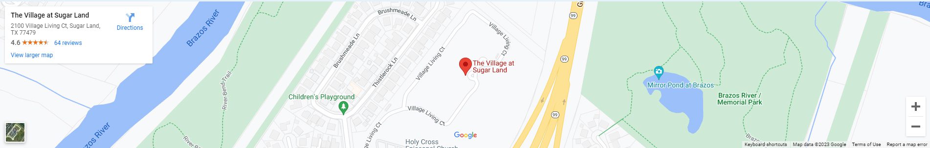 A map of the location of the village at sugar land.