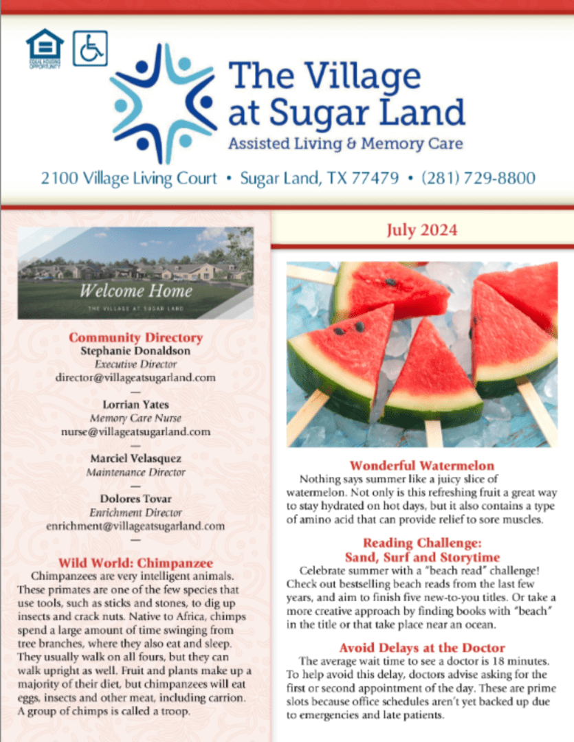 The Village at Sugar Land July 2024 Newsletter