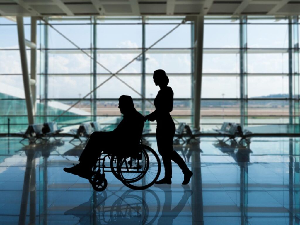 A daughter wheels her parent, wondering tiredly how long it really takes to get into assisted living.